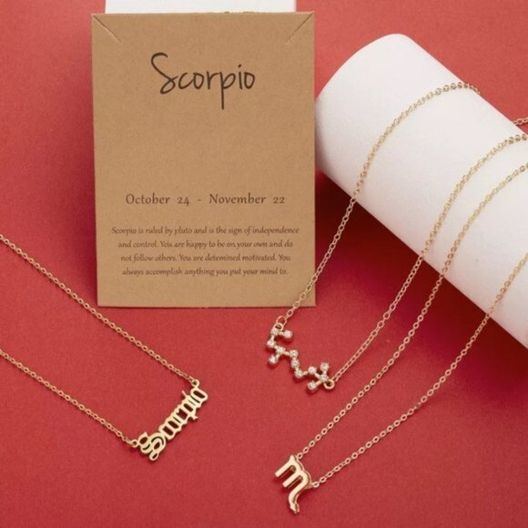 New Gold Scorpio Zodiac Constellation Necklace Set of 3 - Picture 4 of 4